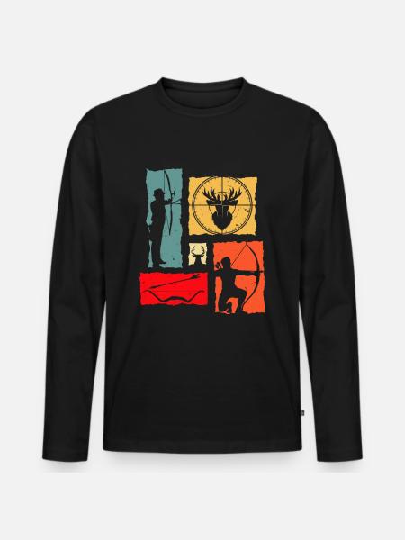 Archer Retro Archery - Men's Premium Organic Long Sleeve Shirt - black