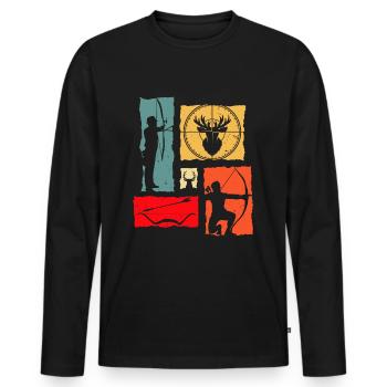 Archer Retro Archery - Männer Premium Bio Langarmshirt - Schwarz - Vorne - Nico (187cm)