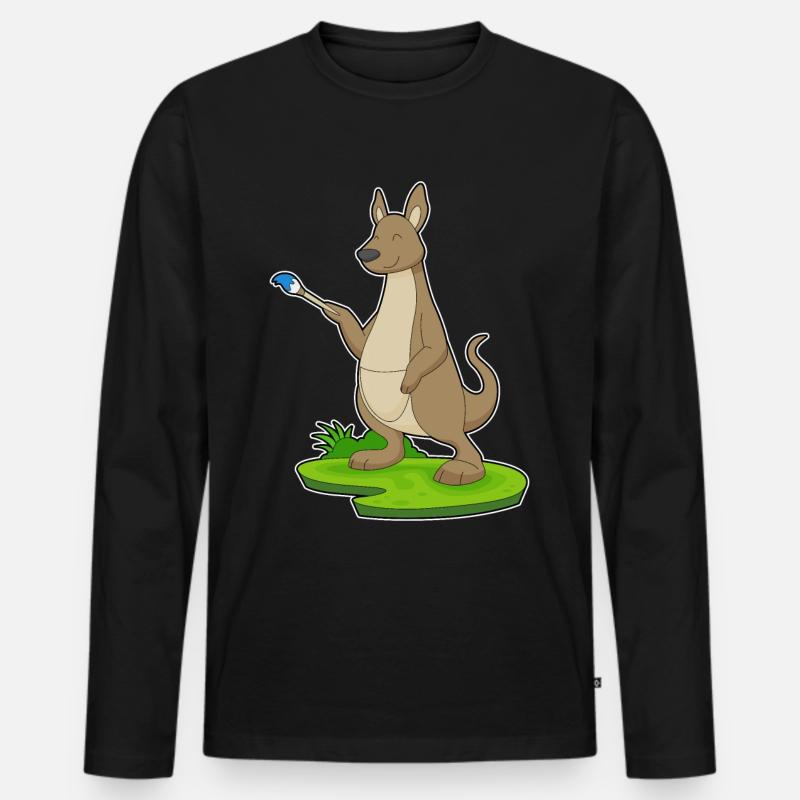 Känguru Malen Pinsel - Männer Premium Bio Langarmshirt - Schwarz