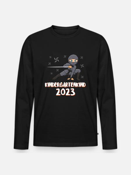 Kindergartenkind 2023 - Männer Premium Bio Langarmshirt - Schwarz