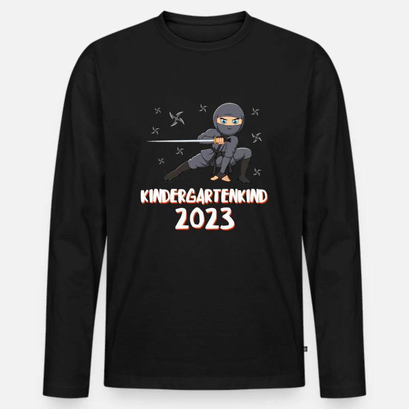 Kindergartenkind 2023 - Männer Premium Bio Langarmshirt - Schwarz