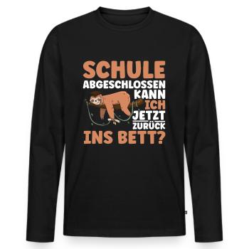 Schule abgeschlossen kann ich ins Bett - Männer Premium Bio Langarmshirt - Schwarz - Vorne - Nico (187cm)