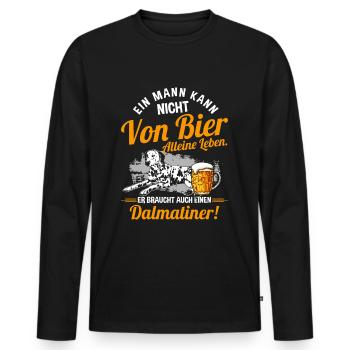 Ein Mann Kann Nicht Von Bier Alleine Leben Hund - Männer Premium Bio Langarmshirt - Schwarz - Vorne - Nico (187cm)