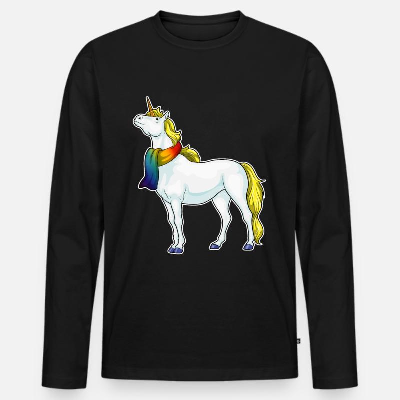 Einhorn Schal - Männer Premium Bio Langarmshirt - Schwarz