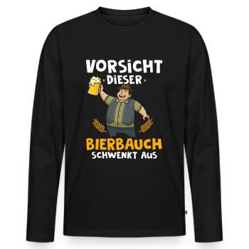 Vorsicht dieser Bierbauch schwenkt aus - Männer Premium Bio Langarmshirt - Schwarz - Vorne - Nico (187cm)