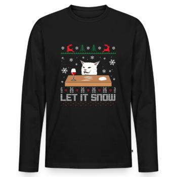 Let It Snow Cat Meme - T-shirt manches longues Premium bio Homme - noir - Devant - Nico (187cm)