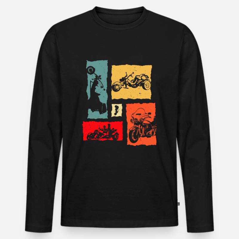 Trike Retro - Männer Premium Bio Langarmshirt - Schwarz