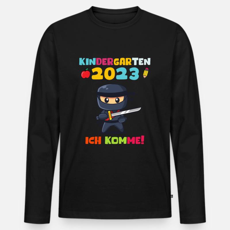 Kindergarten 2023 Ich Komme - Männer Premium Bio Langarmshirt - Schwarz