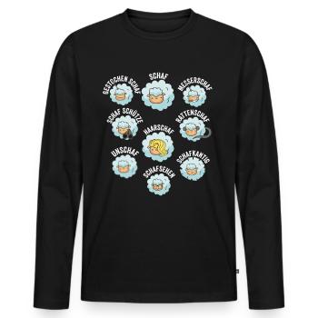 Schaf und Unschaf - Männer Premium Bio Langarmshirt - Schwarz - Vorne - Nico (187cm)