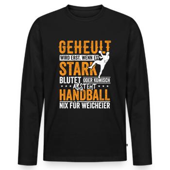 Handball nix für Weicheier - Männer Premium Bio Langarmshirt - Schwarz - Vorne - Nico (187cm)