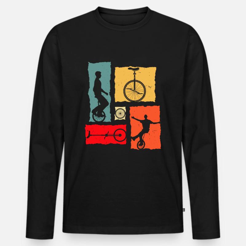 Unicycle Retro - Männer Premium Bio Langarmshirt - Schwarz