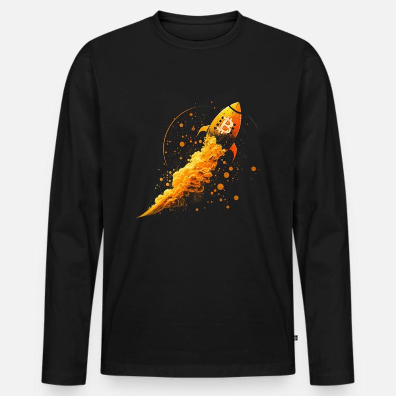 Bitcoin Rakete - Männer Premium Bio Langarmshirt - Schwarz