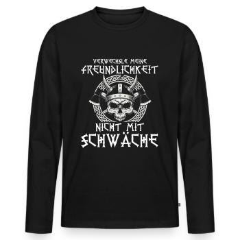 Valhalla kindness weakness - Men's Premium Organic Long Sleeve Shirt - black - Front - Nico (187cm)