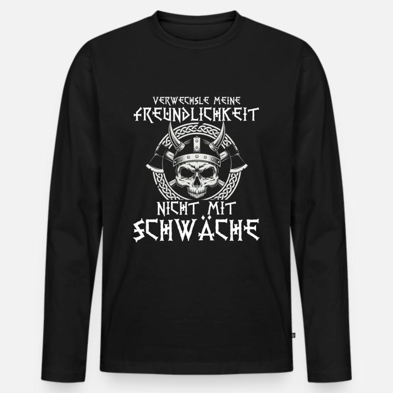 Walhalla Freundlichkeit Schwäche - Männer Premium Bio Langarmshirt - Schwarz