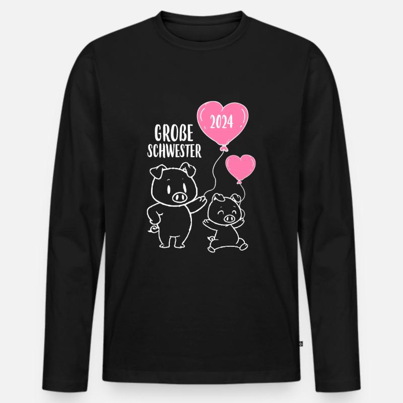 Große Schwester 2024 - Männer Premium Bio Langarmshirt - Schwarz