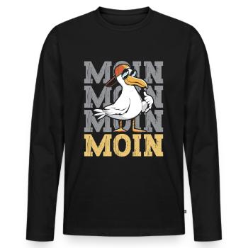 Moin Moin - Männer Premium Bio Langarmshirt - Schwarz - Vorne - Nico (187cm)