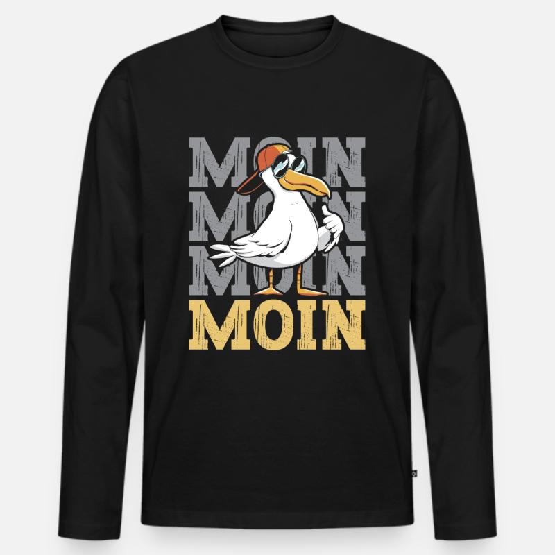 Moin Moin - Männer Premium Bio Langarmshirt - Schwarz