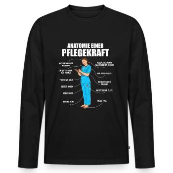 Anatomie einer Pflegekraft Altenpflegerin Pflege - Männer Premium Bio Langarmshirt - Schwarz - Vorne - Nico (187cm)