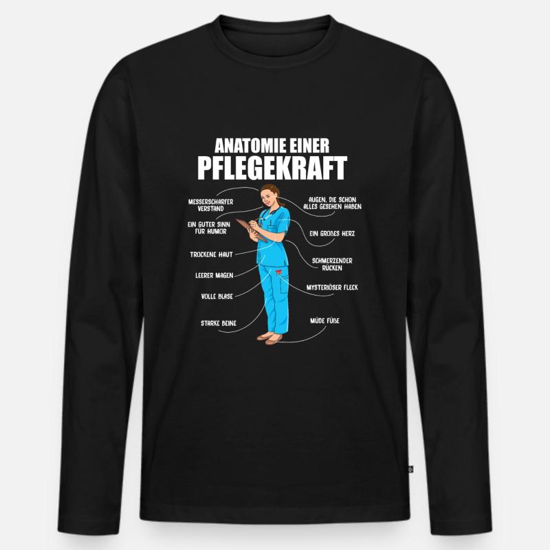 Anatomie einer Pflegekraft Altenpflegerin Pflege - Männer Premium Bio Langarmshirt - Schwarz