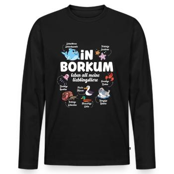 Borkum Nordsee Urlaub - Männer Premium Bio Langarmshirt - Schwarz - Vorne - Nico (187cm)