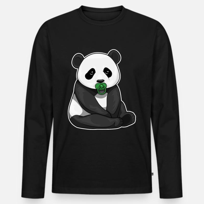 Panda Schnuller - Männer Premium Bio Langarmshirt - Schwarz