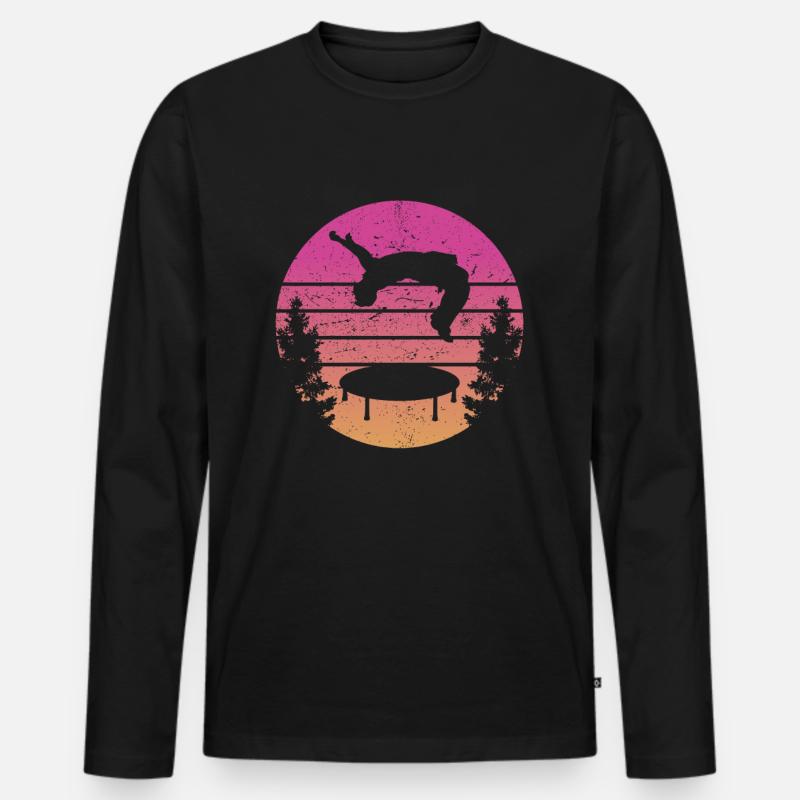 Trampolin Retro Backflip - Männer Premium Bio Langarmshirt - Schwarz