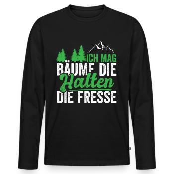 Ich mag Bäume die halten die Fresse - Männer Premium Bio Langarmshirt - Schwarz - Vorne - Nico (187cm)