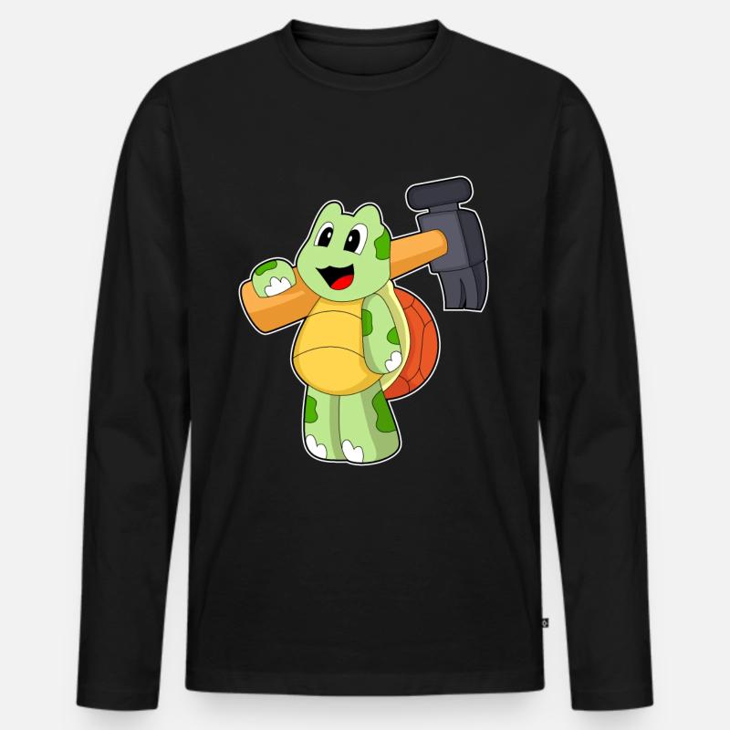 Schildkröte Handwerker Hammer - Männer Premium Bio Langarmshirt - Schwarz