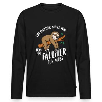 Ein Faultier Muss Tun Was Ein Faultier Tun Muss - Männer Premium Bio Langarmshirt - Schwarz - Vorne - Nico (187cm)