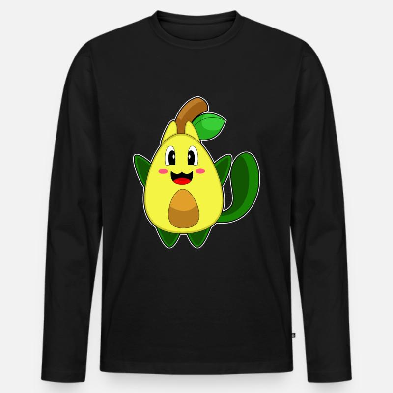 Katze Avocado - Männer Premium Bio Langarmshirt - Schwarz