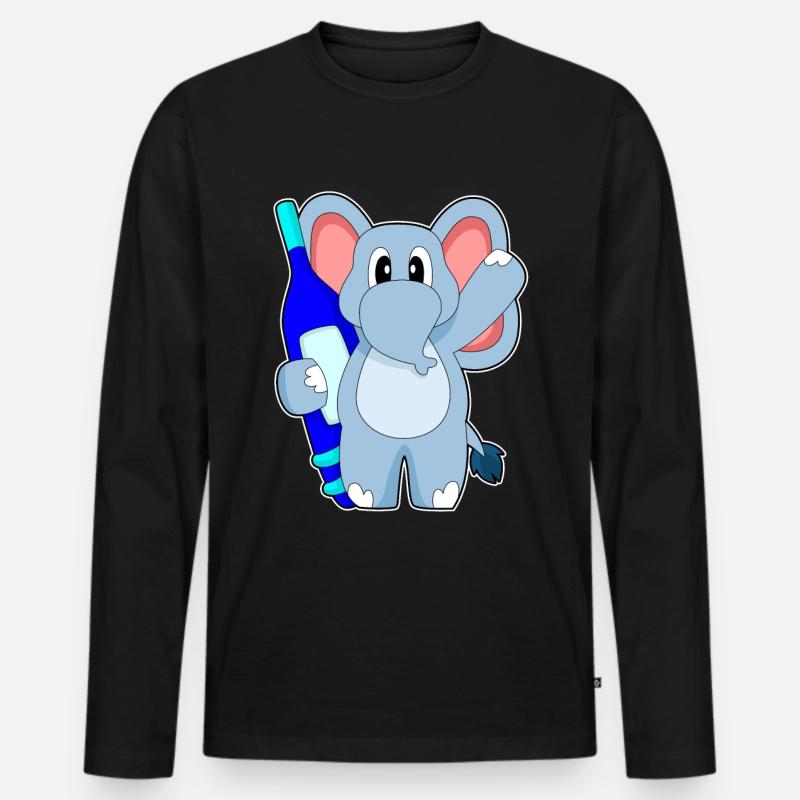Elefant Arzt Fieberthermometer - Männer Premium Bio Langarmshirt - Schwarz