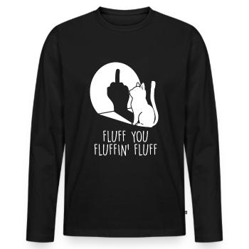 Fluff You Cat Middle Finger - Männer Premium Bio Langarmshirt - Schwarz - Vorne - Nico (187cm)