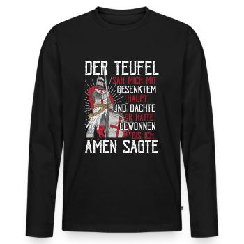 Der Teufel hat mich gesehen Tempelritter Kreuzzug - Männer Premium Bio Langarmshirt - Schwarz - Vorne - Nico (187cm)