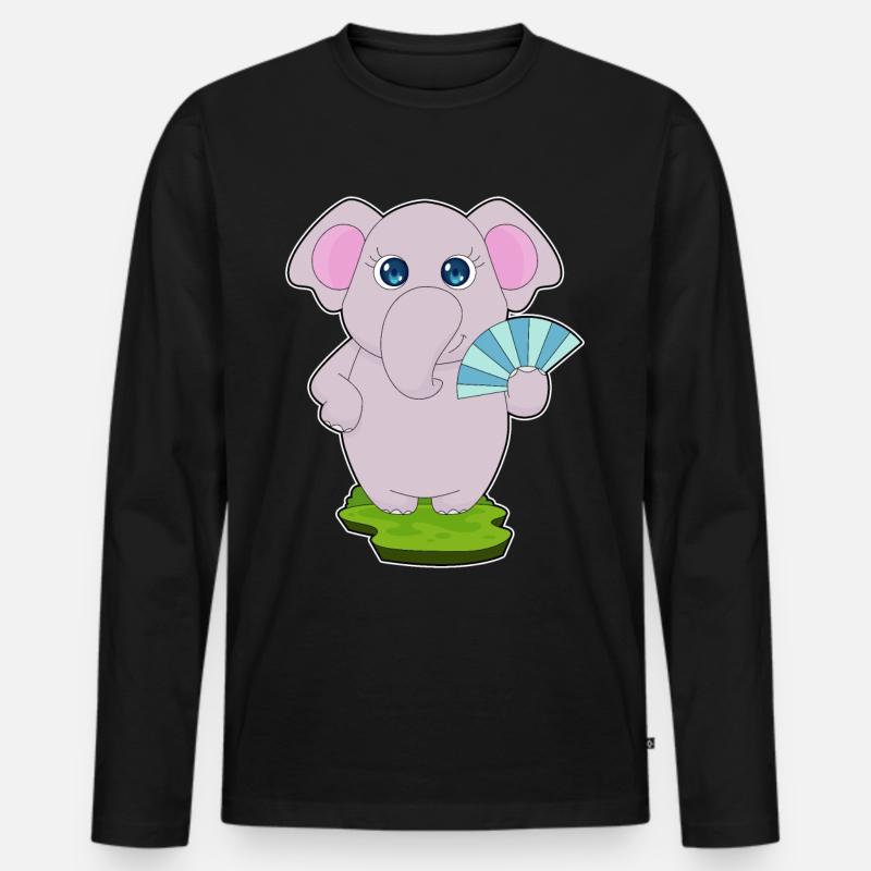 Elefant Handventilator - Männer Premium Bio Langarmshirt - Schwarz