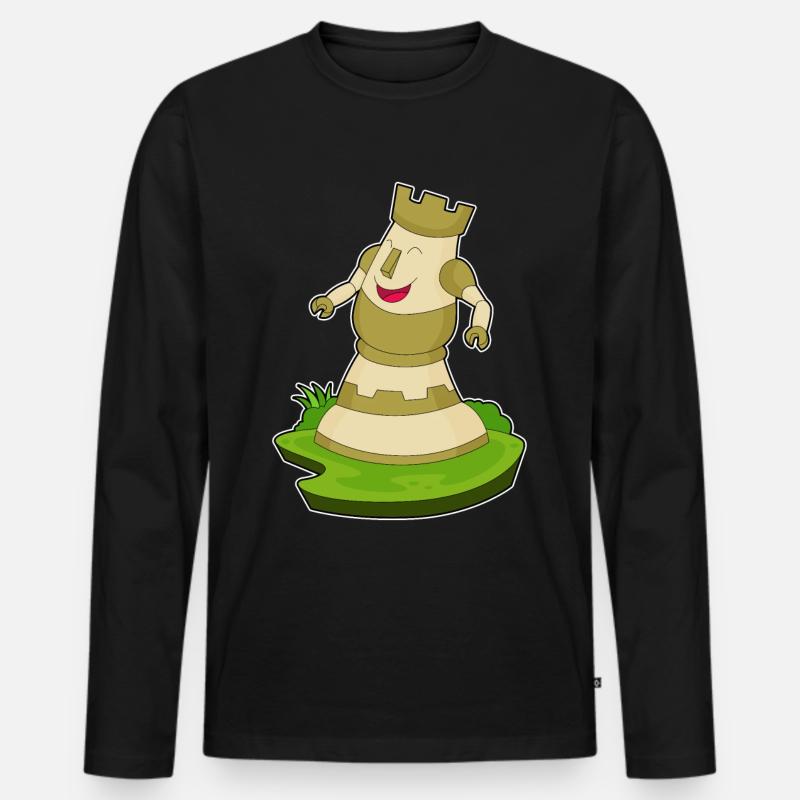 Schachfigur Turm Schach - Männer Premium Bio Langarmshirt - Schwarz