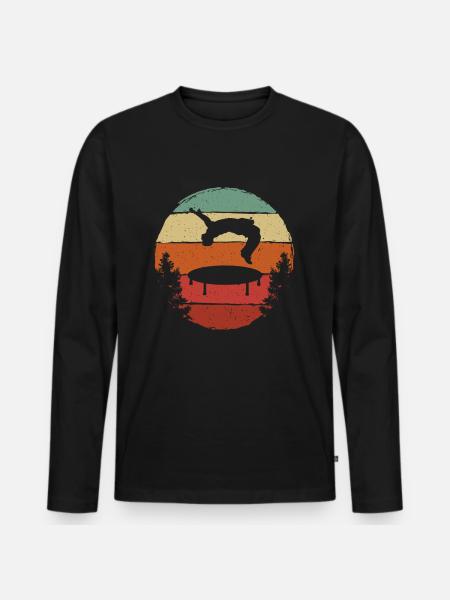 Trampoline Retro Backflip - Men's Premium Organic Long Sleeve Shirt - black