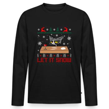 Let It Snow Cat - Männer Premium Bio Langarmshirt - Schwarz - Vorne - Nico (187cm)
