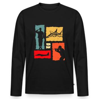 Soldier Retro Air Force - T-shirt manches longues Premium bio Homme - noir - Devant - Nico (187cm)