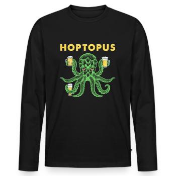 Hoptopus Squid Bière Poulpe - T-shirt manches longues Premium bio Homme - noir - Devant - Nico (187cm)