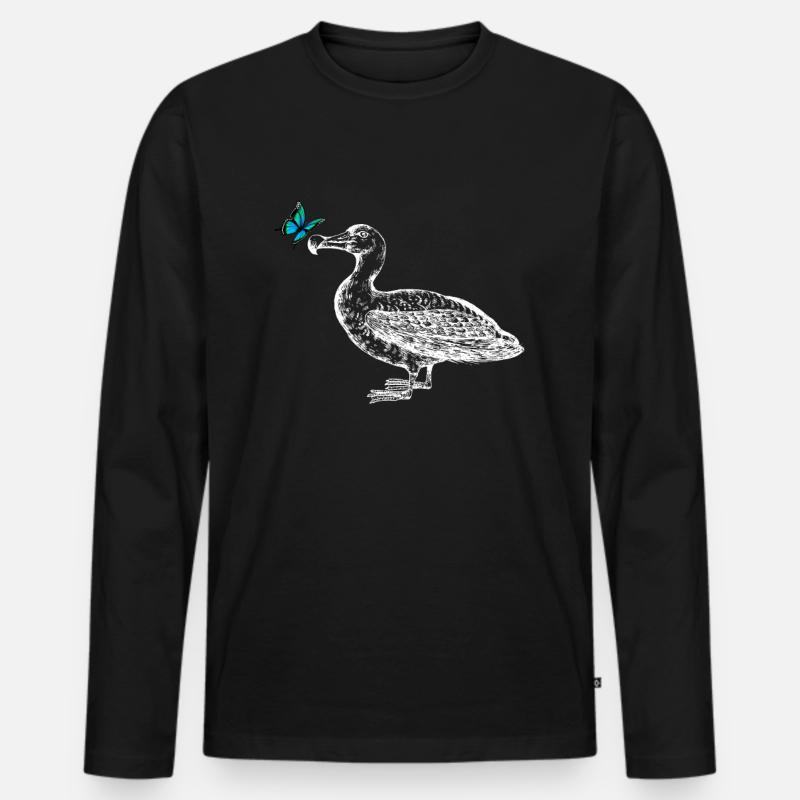 Möwe mit Schmetterling - Männer Premium Bio Langarmshirt - Schwarz