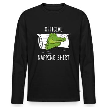 Official Sleeping Shirt Crocodile - Men's Premium Organic Long Sleeve Shirt - black - Front - Nico (187cm)
