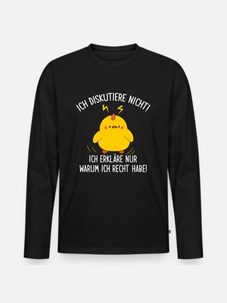 Ich Diskutiere nicht Erkläre warum ich Recht habe - Männer Premium Bio Langarmshirt - Schwarz