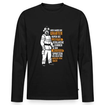 Feuerwehr große Hupen Lange Schläuche - Männer Premium Bio Langarmshirt - Schwarz - Vorne - Nico (187cm)
