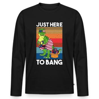Juste ici pour frapper l’Amérique T-Rex Dino Feux d’artifice - T-shirt manches longues Premium bio Homme - noir - Devant - Nico (187cm)