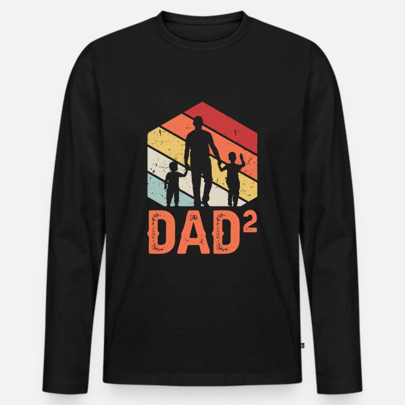 Dad hoch 2 - Männer Premium Bio Langarmshirt - Schwarz