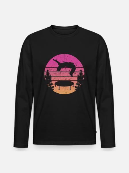 Trampoline Retro Backflip - Men's Premium Organic Long Sleeve Shirt - black