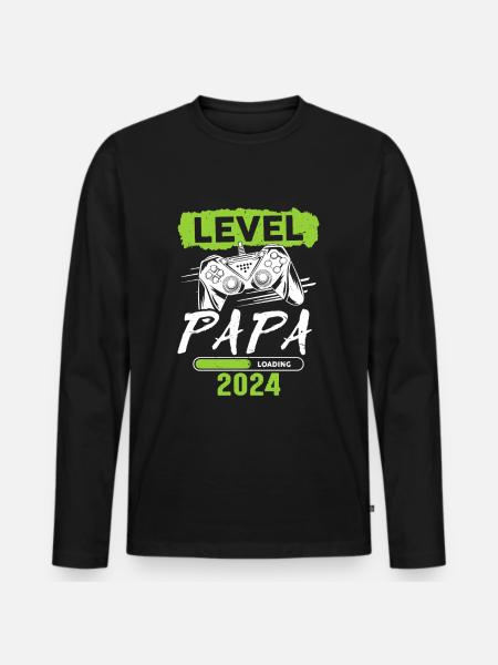 Papa Level Loading 2024 - Men's Premium Organic Long Sleeve Shirt - black