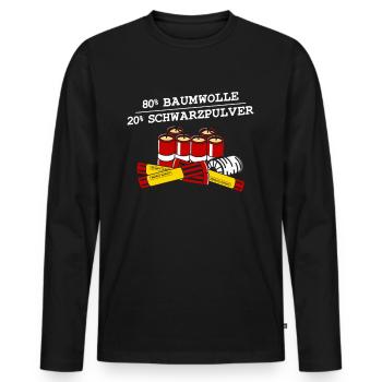 80% Baumwolle 20% Schwarzpulver - Männer Premium Bio Langarmshirt - Schwarz - Vorne - Nico (187cm)