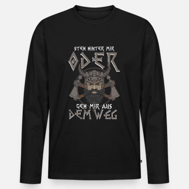 Wikinger Steh Hinter Mir - Männer Premium Bio Langarmshirt - Schwarz