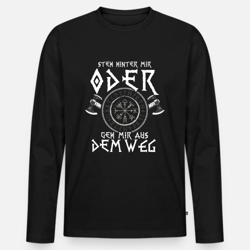 Steh Hinter Mir Odin Wikinger - Männer Premium Bio Langarmshirt - Schwarz